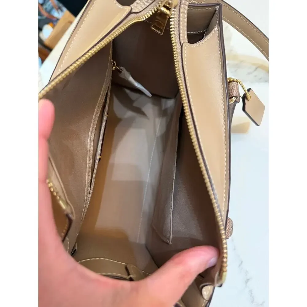 Coach Maggie Small Tote Bag In Blocked Signature Canvas CY676 Sand Tan